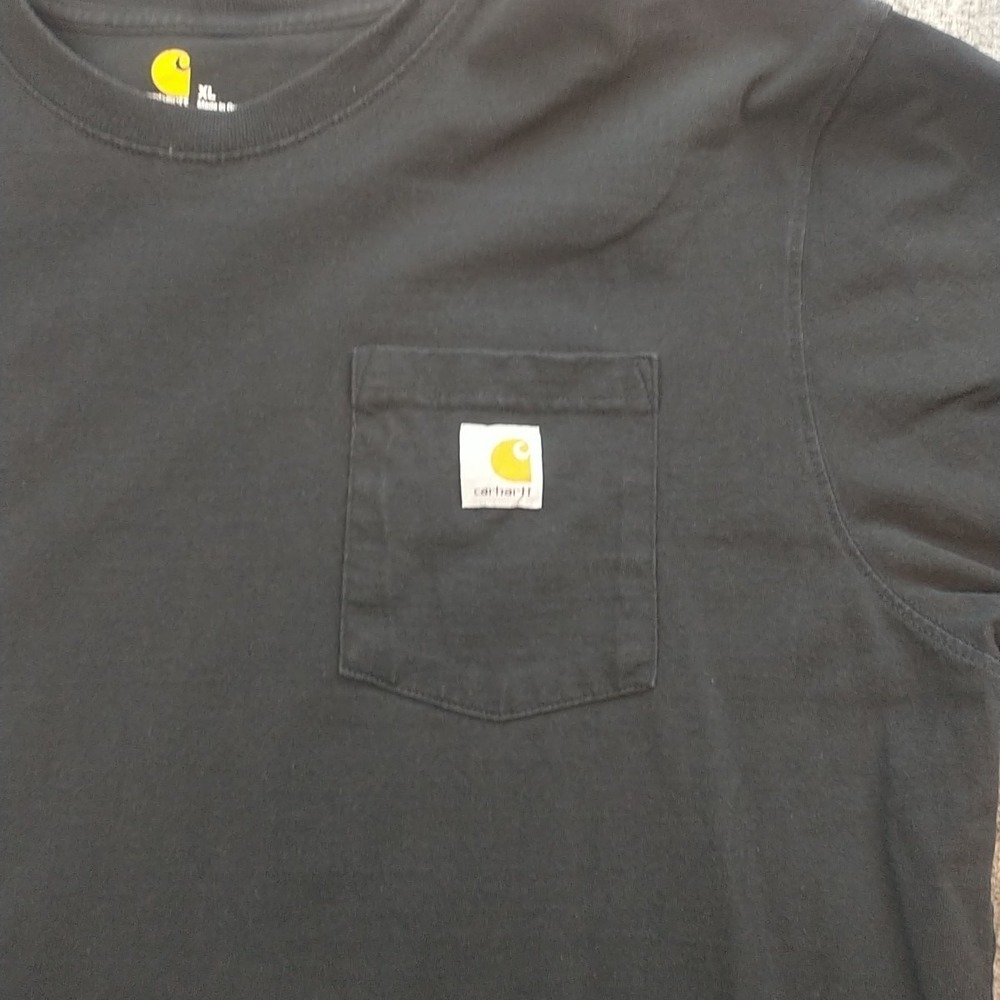 Carhartt K87 BLK Mens XL Black Short Sleeve Pocket T-Shirt Original Fit Cotton - Picture 2 of 16